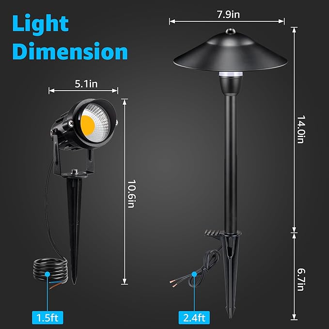 SUNVIE LED Low Voltage Landscape Lighting 12V Landscape Lighting Kit with Con...