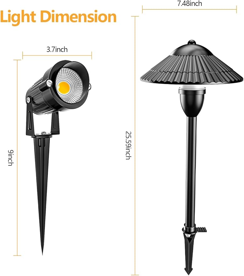 ZUCKEO LED Landscape Lighting Low Voltage Pathway Lights 12V 24V Landscape Li...