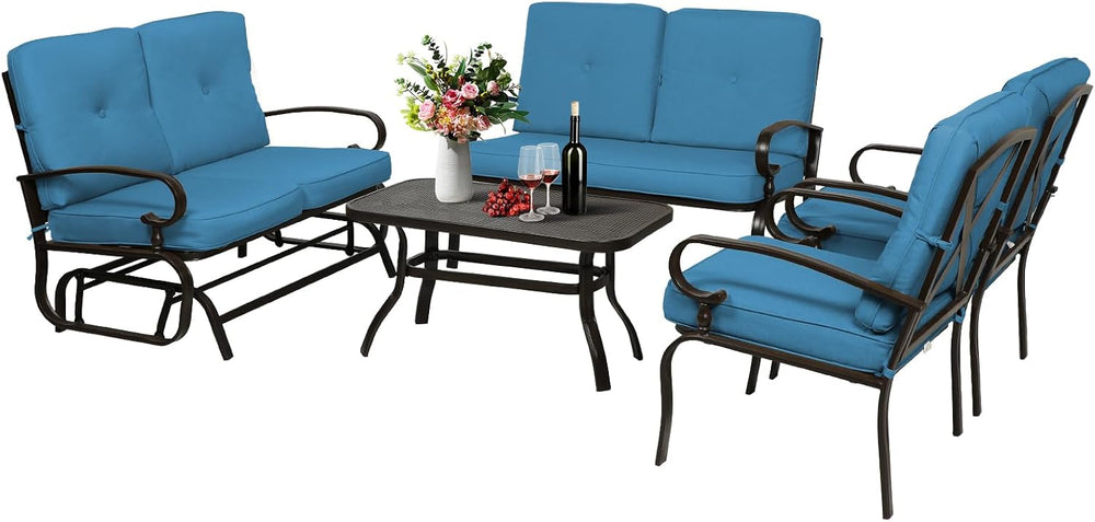 Oakcloud 5-Piece Outdoor Metal Furniture Sets Patio Conversation Set Wrought ...