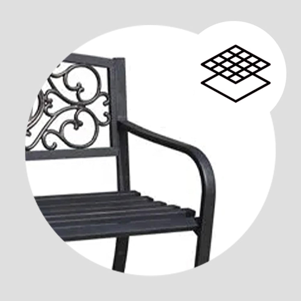 Four Seasons Courtyard Welcome Outdoor Park Bench Powder Coated Steel Frame F...