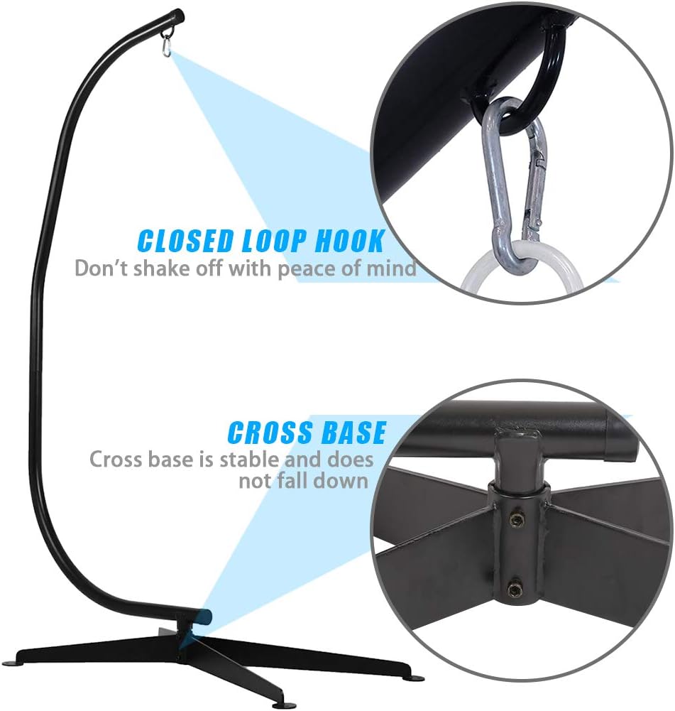 FDW Hanging Hammock Stands Hammock Chair Stands,C Stand Outdoor Solid Steel H...