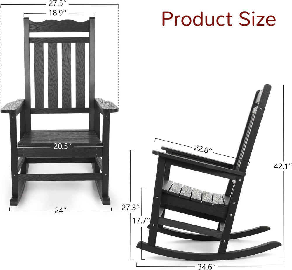 Stoog 3-Piece Oversized Rocking Chairs Set of 2 with Table, Outdoor Rocking C...