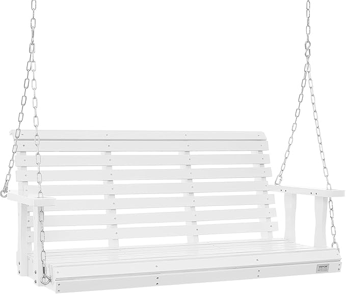 VEVOR Wooden Porch Swing 4.5 ft, Patio Bench Swing for Courtyard & Garden...