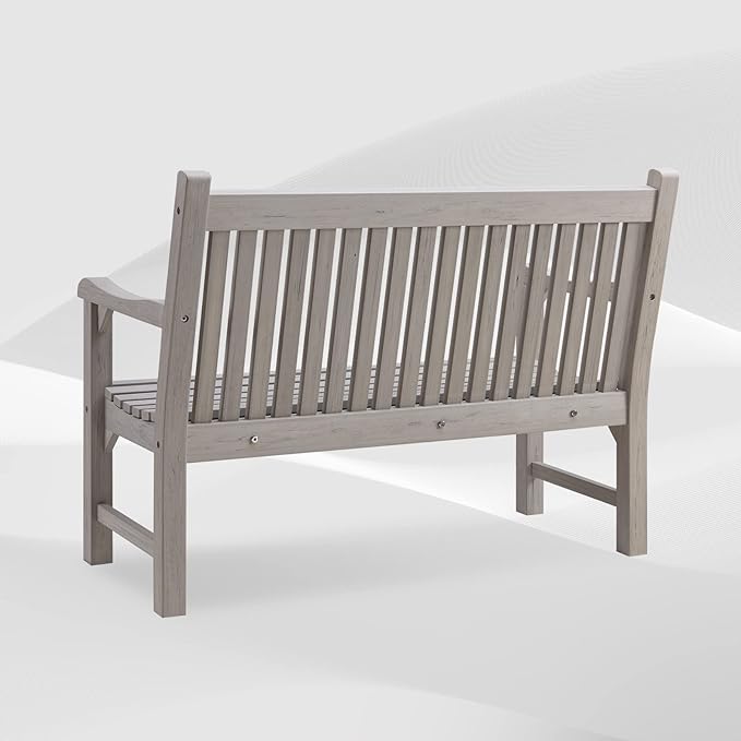 Psilvam Garden Bench, 2-Person Poly Lumber Patio Bench, All-Weather Outdoor B...
