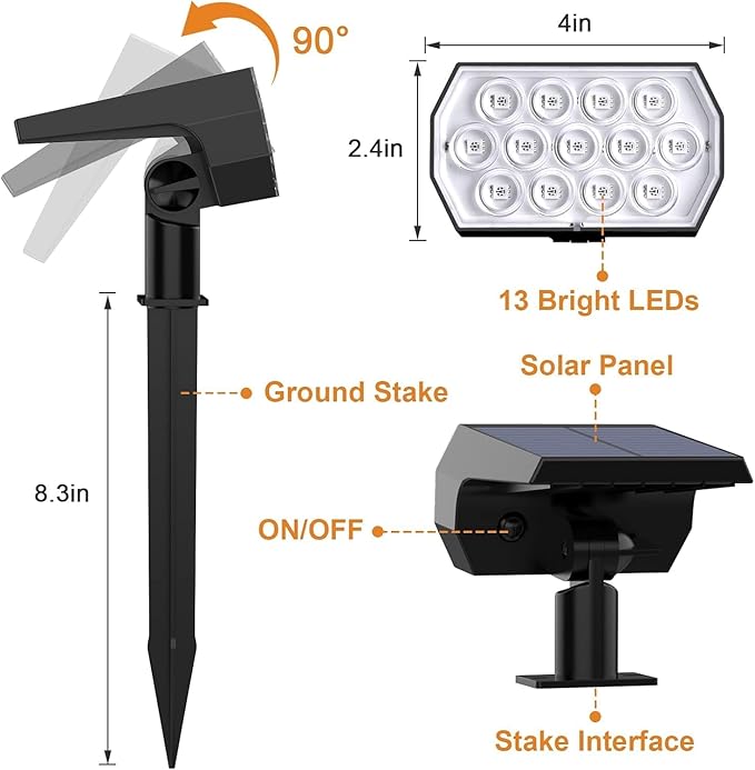 WELALO Solar Color Changing Spot Lights Outdoor, Waterproof Solar Halloween L...