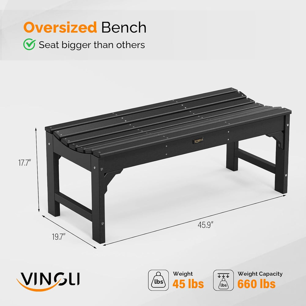 VINGLI Outdoor Bench Garden Bench HDPE Porch Bench, All-Weather Patio Bench, ...