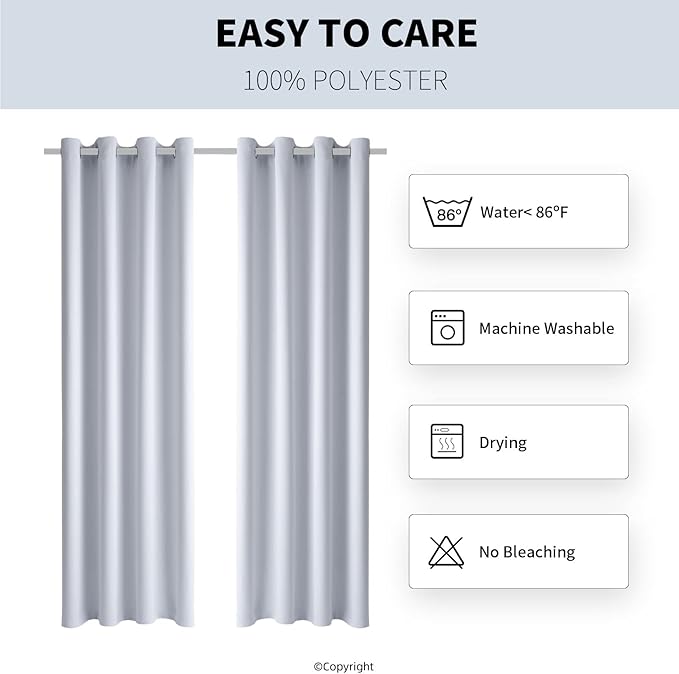 Outdoor Indoor Curtains W52 x L108 for Patio - Weather-resistant Window Panel...