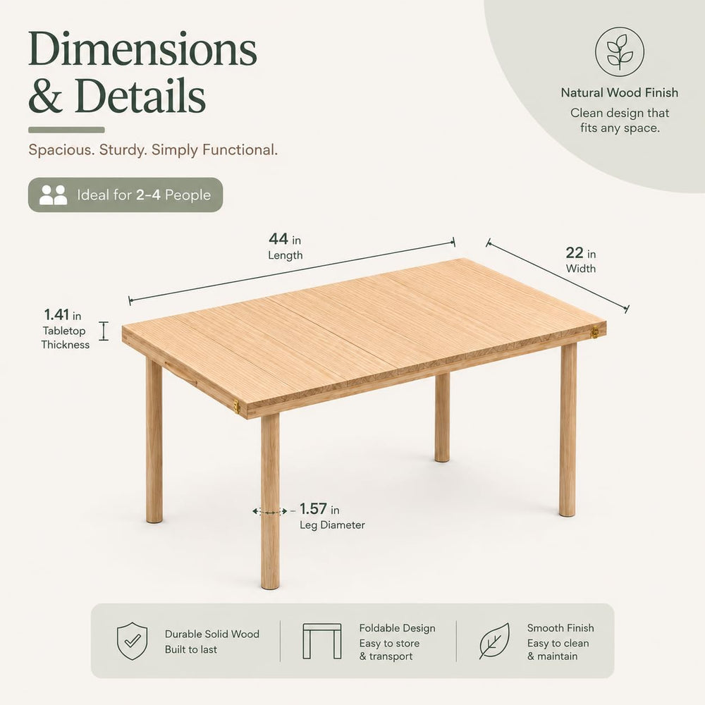 44 x 22 Inch Foldable Solid Wood Boho Low Picnic Table