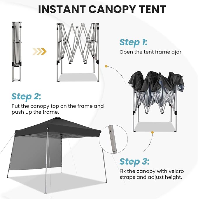Canopy Tent, 10X10 FT Pop Up Canopy Outdoor Tent Slant Legs with Carrying Bag...