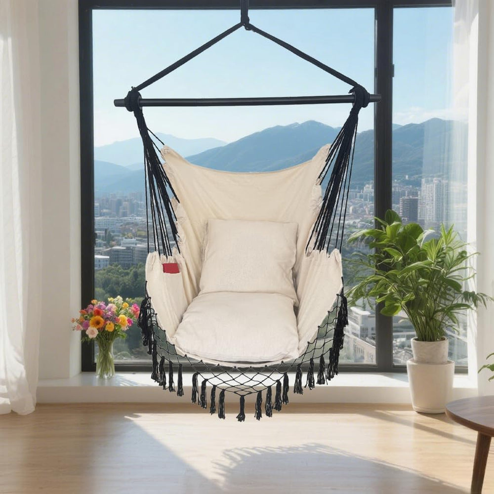 Hammock Chair Hanging Rope Swing Chair,Max 450 Lbs, Large Hanging Chair with ...