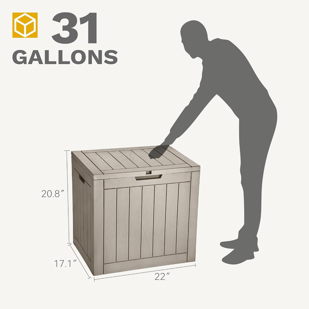 DWVO 30 Gallon Outdoor Storage Box, Weatherproof Lockable Resin Deck Box for ...
