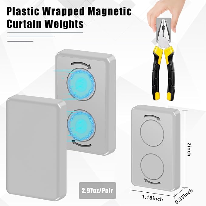 36pcs Outdoor Curtain Weights, Plastic Wrapped Magnetic Drapery Weights, Wate...
