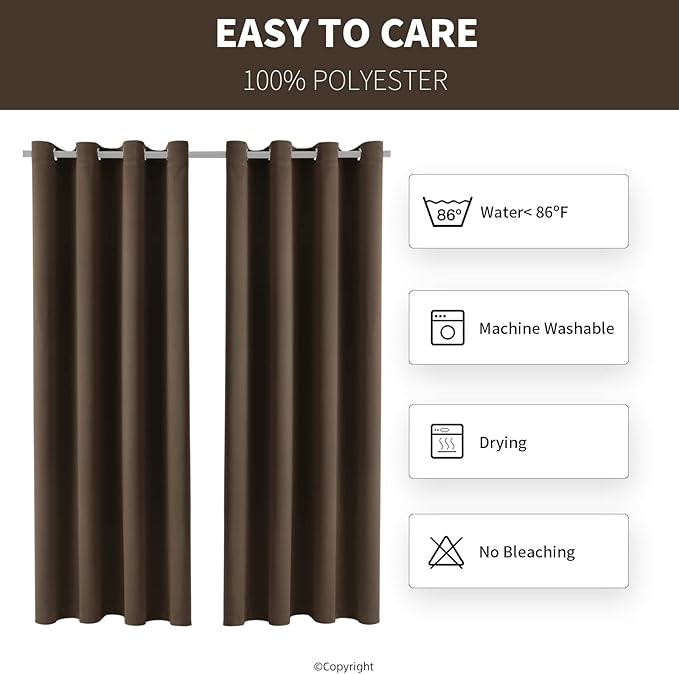 DIVA EN CAMINO DEC Water Proof Outside Curtains with Grommet Top for Porch, W...