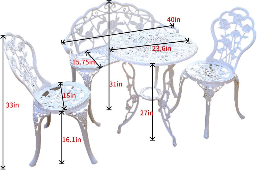 KAILI Outdoor Outdoor Tables and Chairs cast Aluminum Four piece Set, Includi...