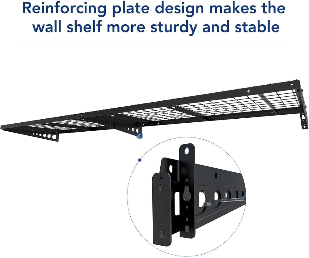 FLEXIMOUNTS 2x4ft Garage Storage, 2 Pack Garage Wall Shelving, Black