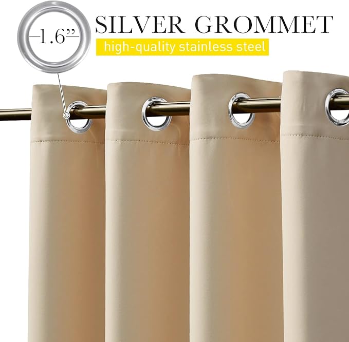 NICETOWN 2 Panels Outdoor Patio Curtains W100 x L84, Waterproof & Windpro...