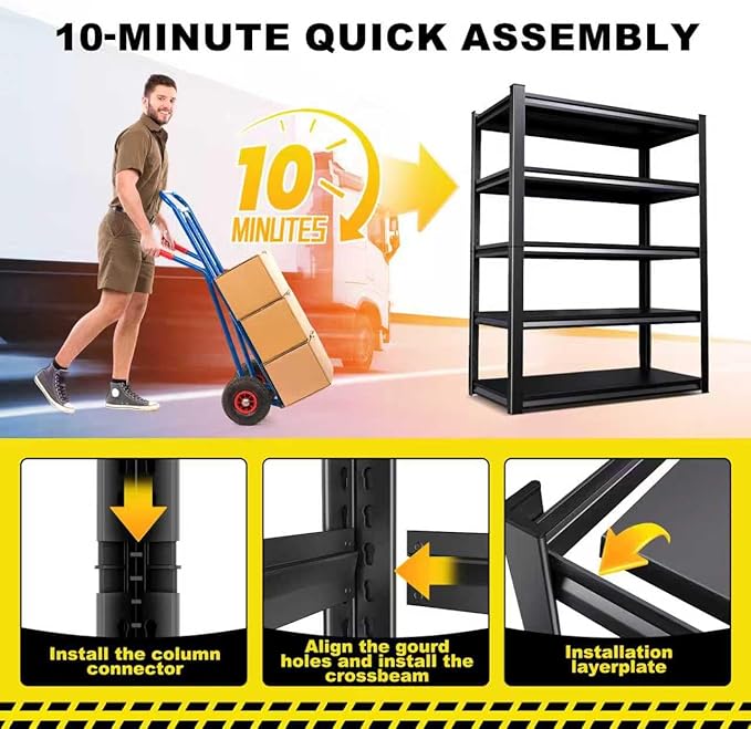 Set of 4 71"H-35"W Garage Shelving-2050LBS 5 Tier Storage Shelves,A...
