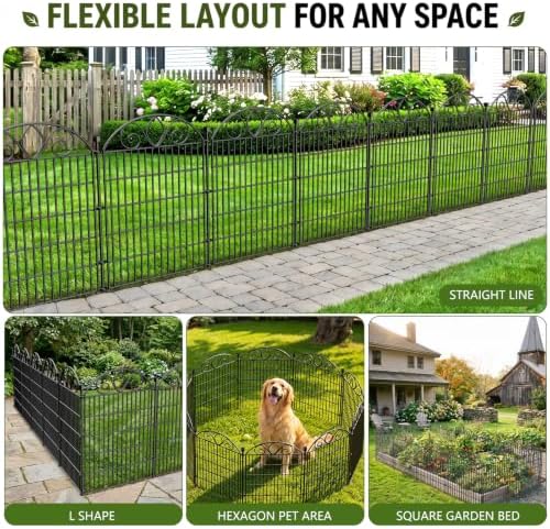 No Dig Garden Fence, Outdoor Dog Fence for Yard, 48in, 10Panels