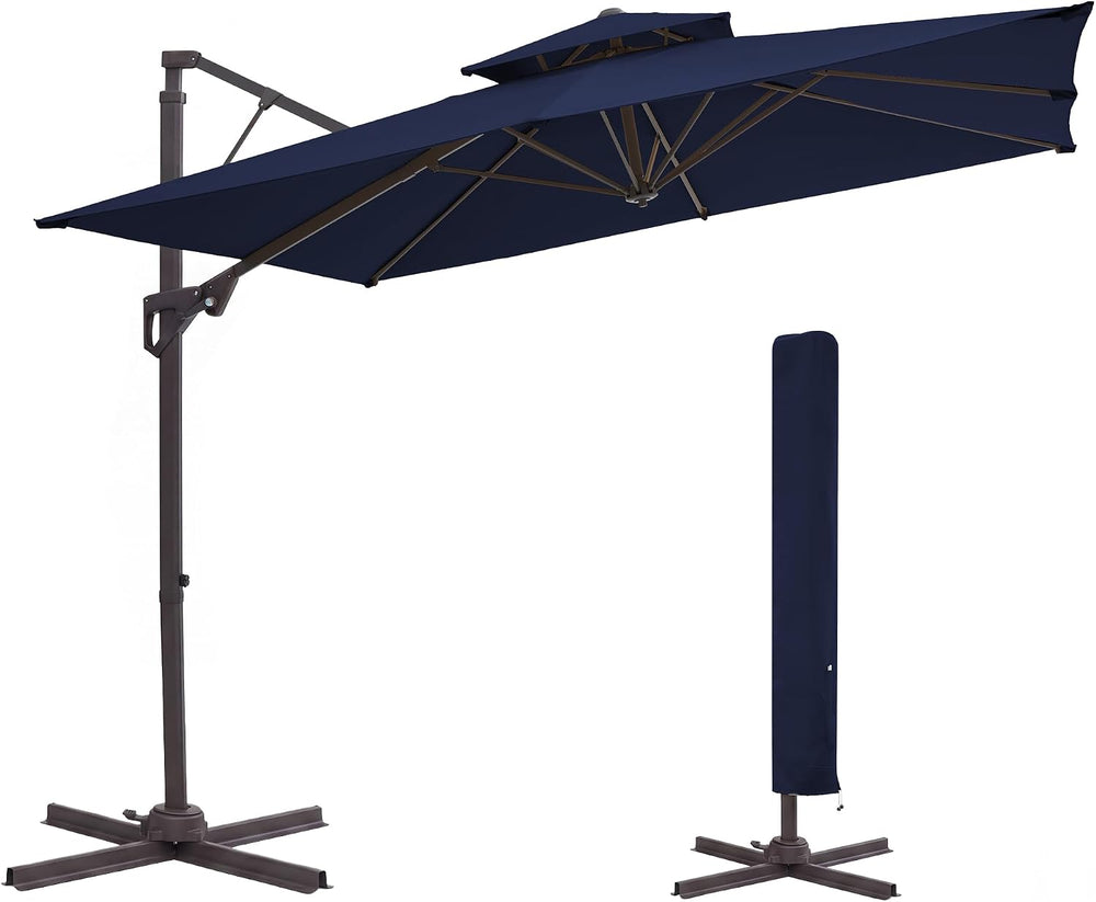 JEAREY 11x11 ft 2-Tier Cantilever Patio Umbrella, Outdoor Offset Umbrella