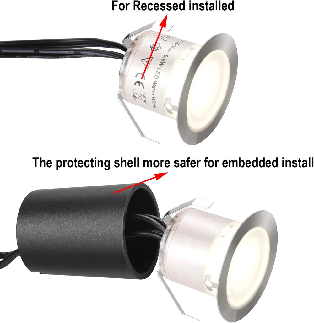 SMY Lighting Recessed LED Deck Light Kits with Black Protecting Shell φ32mm, ...