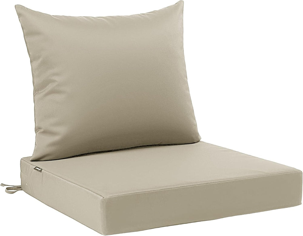 Favoyard Outdoor Patio Seat Cushions Set, 22 x 22 Inch, Waterproof, Beige