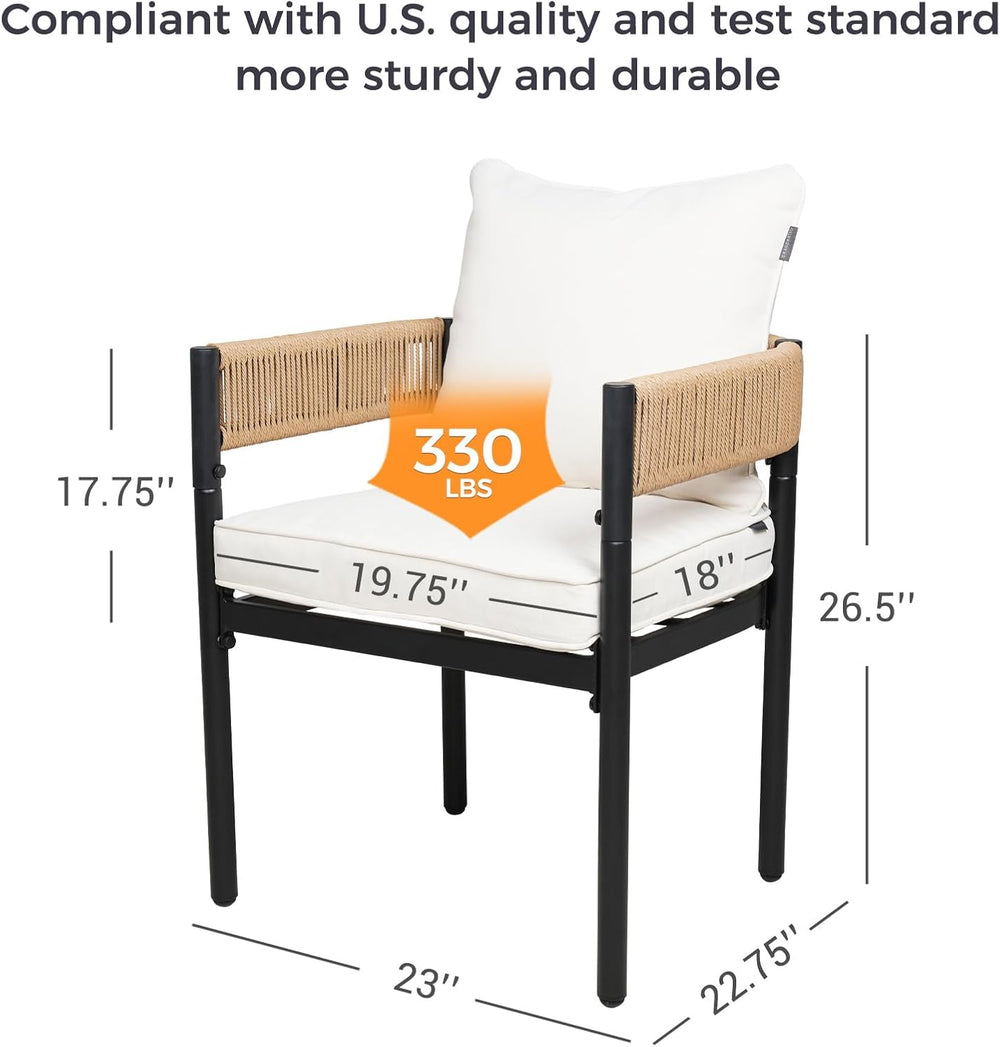 Grand patio Outdoor Dining Chair Set of 2, 2 Pieces Patio Dining Chairs, Meta...