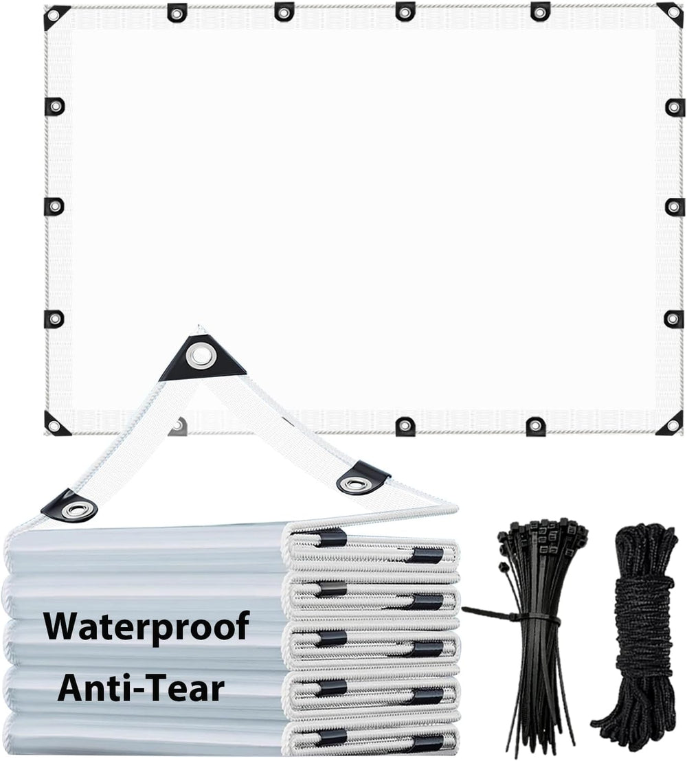 Clear Tarps Heavy Duty Waterproof - 8x10ft Clear Plastic Tarp with Grommets T...