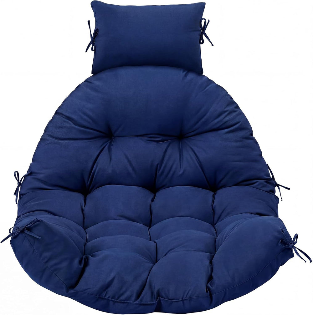Tudomro Navy Blue Waterproof Egg Chair Cushion with Pillow, Classic