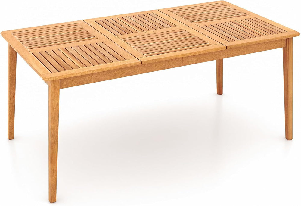 Tangkula 6-Person Outdoor Acacia Wood Dining Table, 67" Rectangular Table