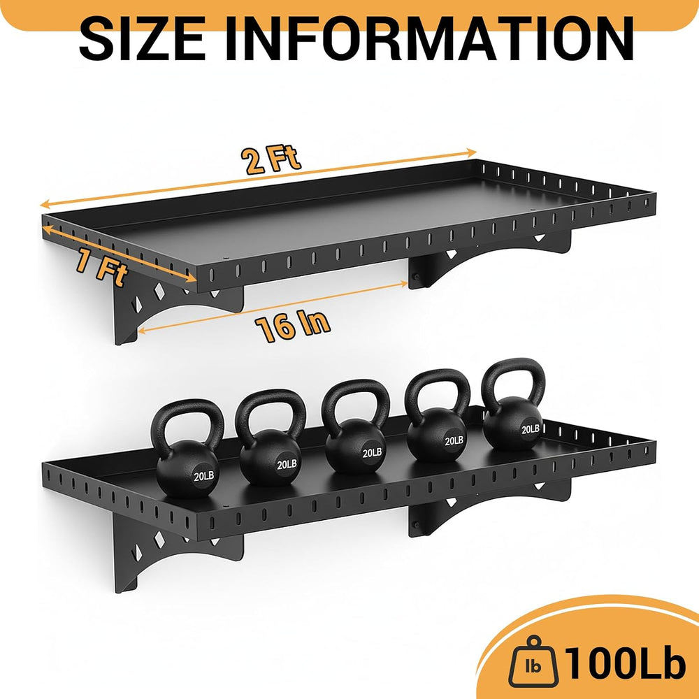 2 Pack Garage Wall Shelf, 1X2 Ft Heavy Duty Shelving for Garage