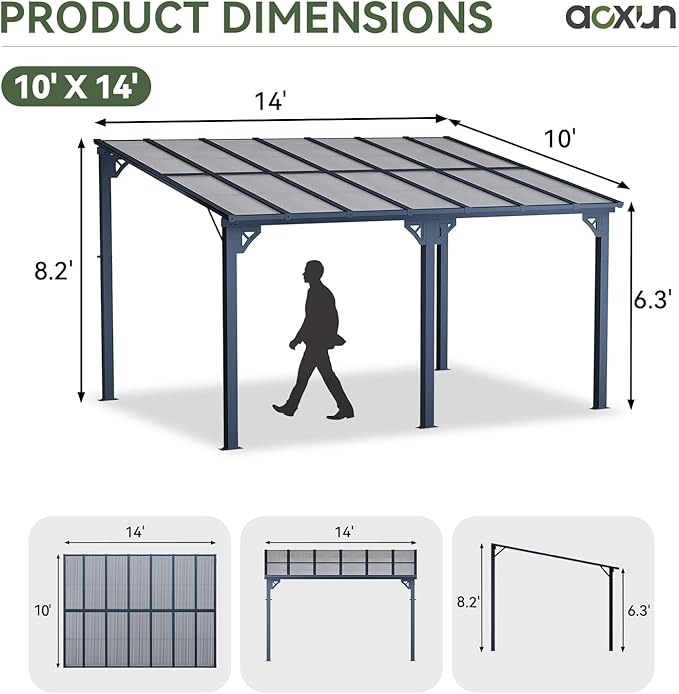 Aoxun 14'x 10' Premium Gazebo with Aluminum Top Frame & Polycarbo...