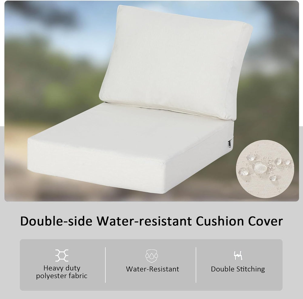 Outdoor Deep Seat Cushions, 23.5x27 Inch, Off-White, Set of 2