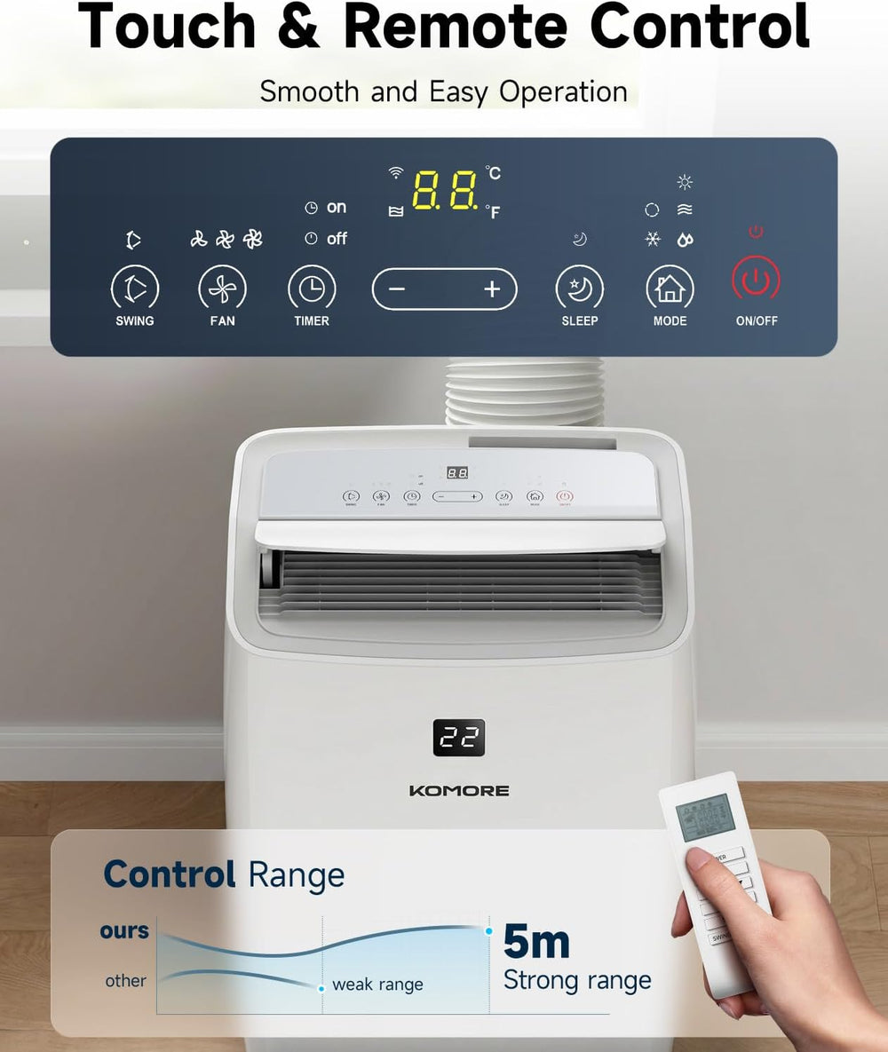 Portable Air Conditioner,14000 BTU up to 750 Sq.Ft 5-in-1Quiet WiFi