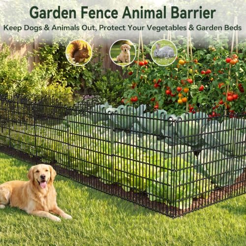10 Panels No Dig Decorative Garden Fence, Dog Fence Outdoor for Yard