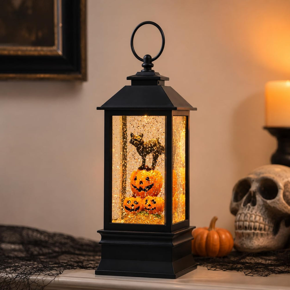 10'' Halloween Snow Globe Lantern Lighted Musical Water Lantern Spook...