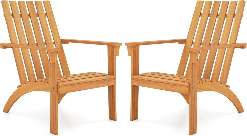 Tangkula Outdoor Adirondack Chair, Solid Acacia Wood Fire Pit Chair with Incl...