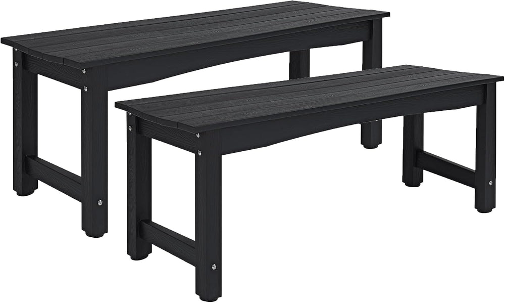 Weatherproof HIPS Outdoor Bench, 2-Person Patio Dining Bench, All-Weather Pol...