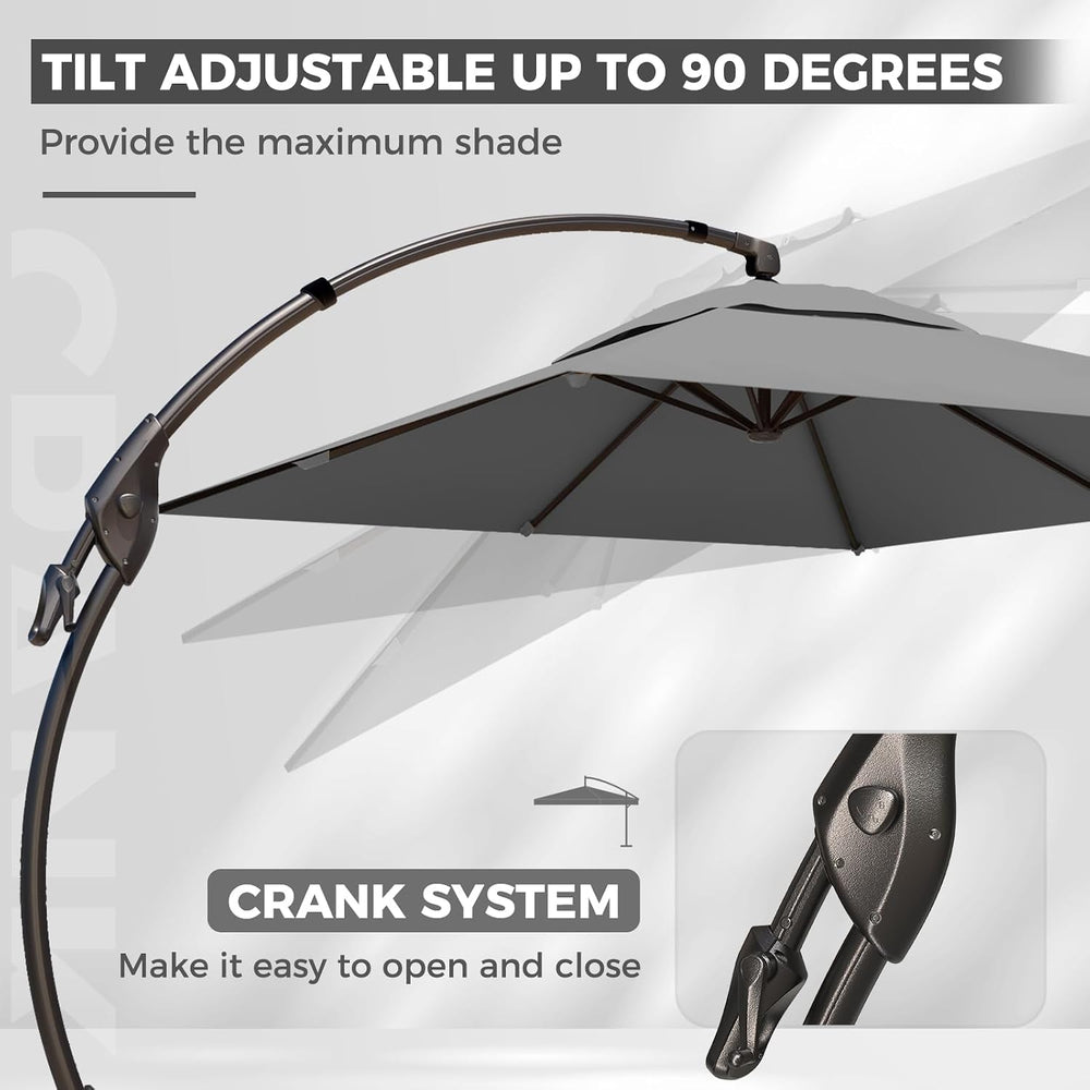 Grand patio 9x12 FT Large Cantilever Umbrella with Base & Cover, Gray