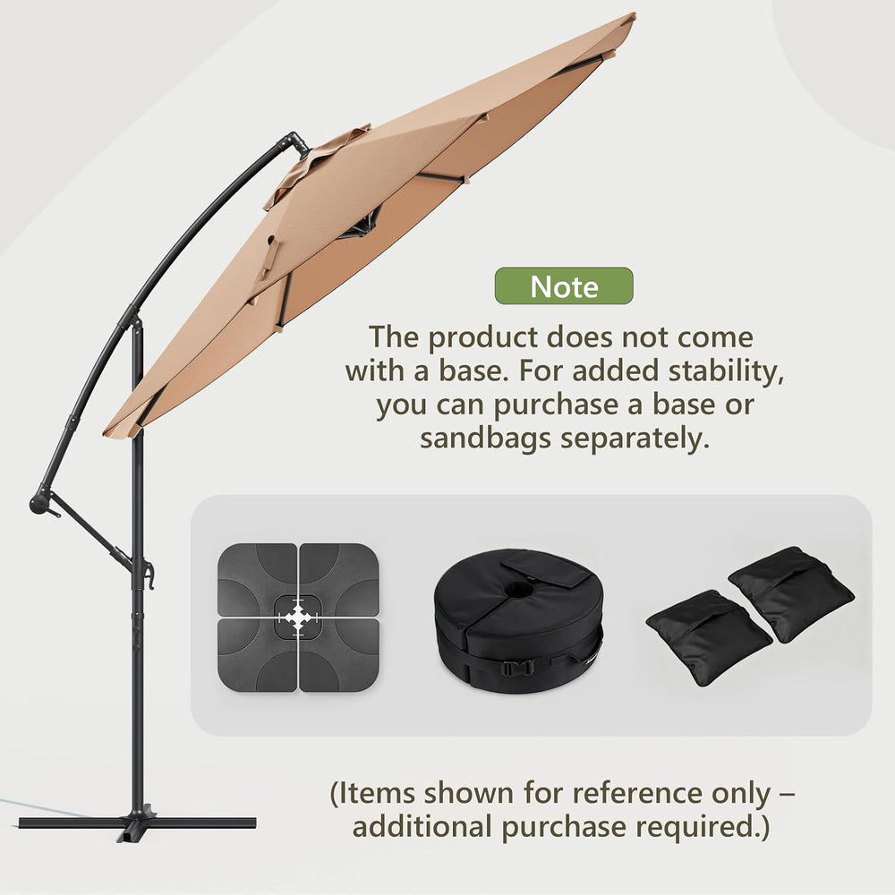10FT Patio Umbrella, Cantilever Outdoor Umbrella with 360° Rotation & Til...