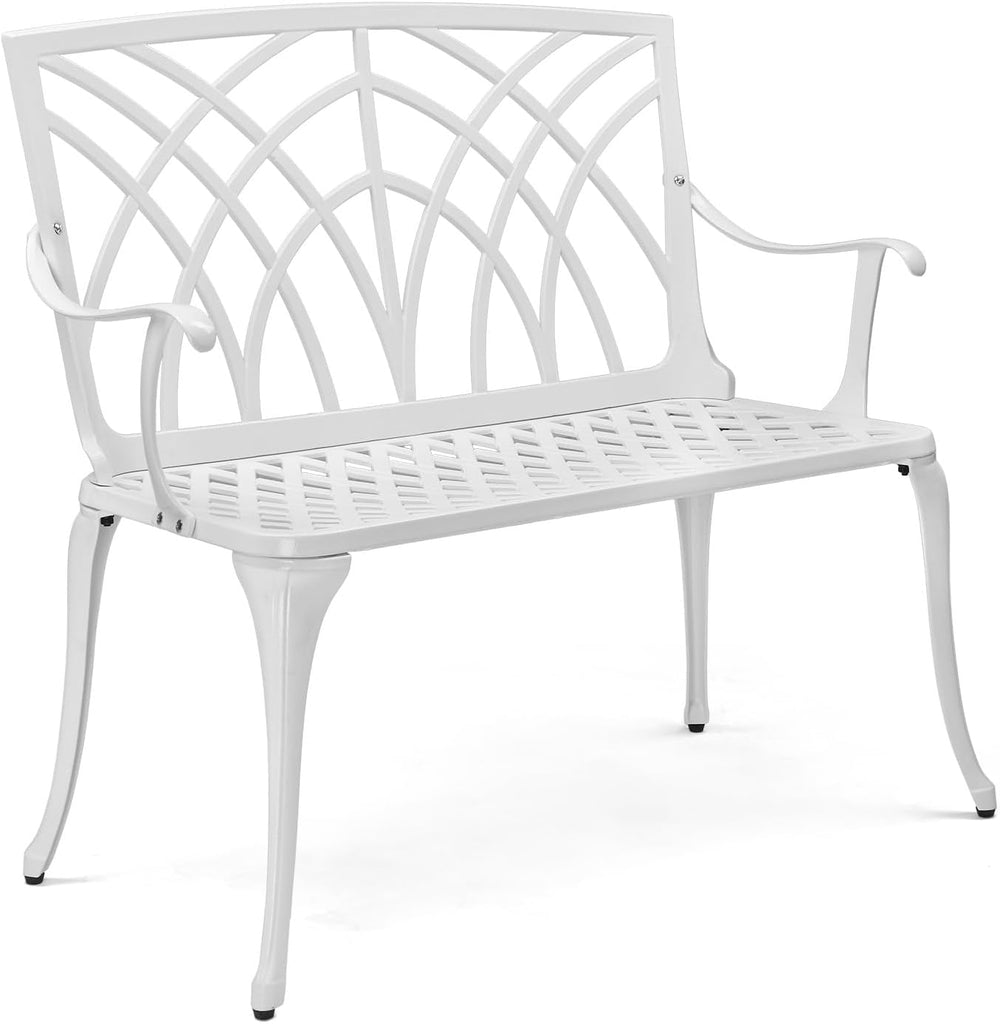 VINGLI 38" Outdoor Bench Cast Aluminium Garden Bench, Orchid Porch Bench...