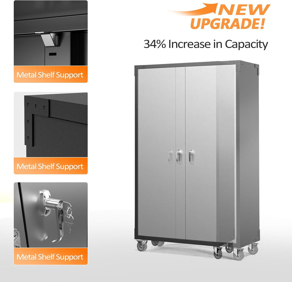 VINGLI Upgraded Wide & Deep Garage Storage Cabinet, Metal Storage Cabinet...