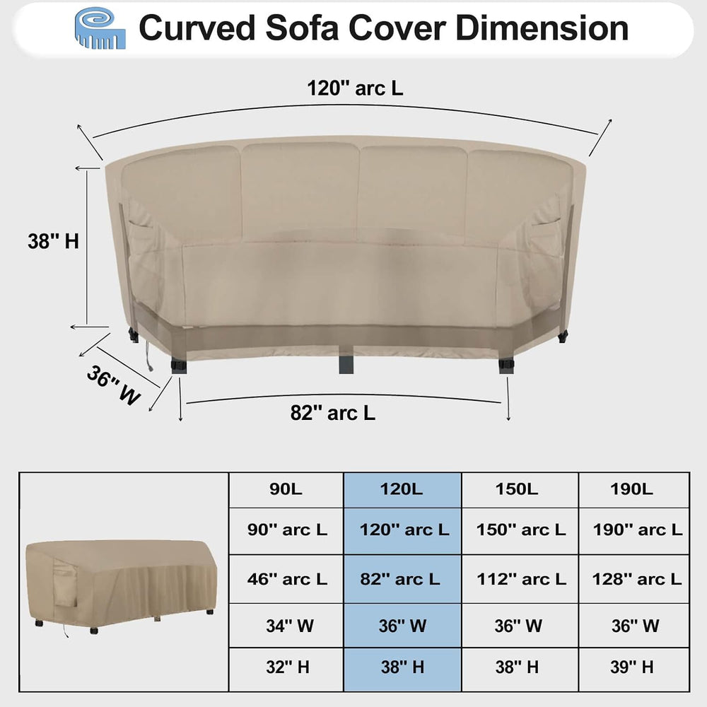 OutdoorLines Waterproof Curved Outdoor Sectional Cover
