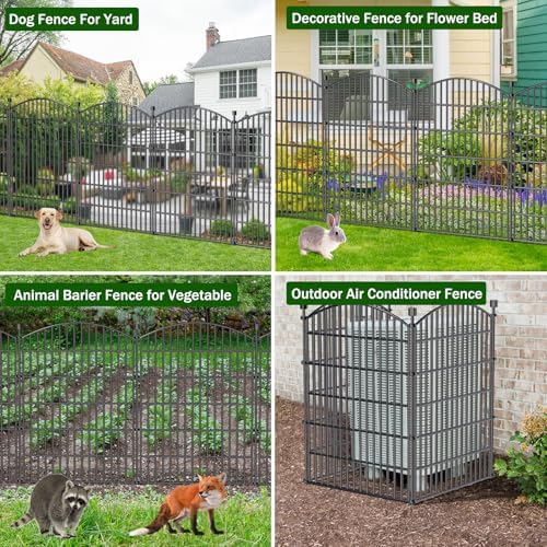 10 Panel No Dig Decorative Garden Fence 40" H x 23.6'L Outdoor Dog B...