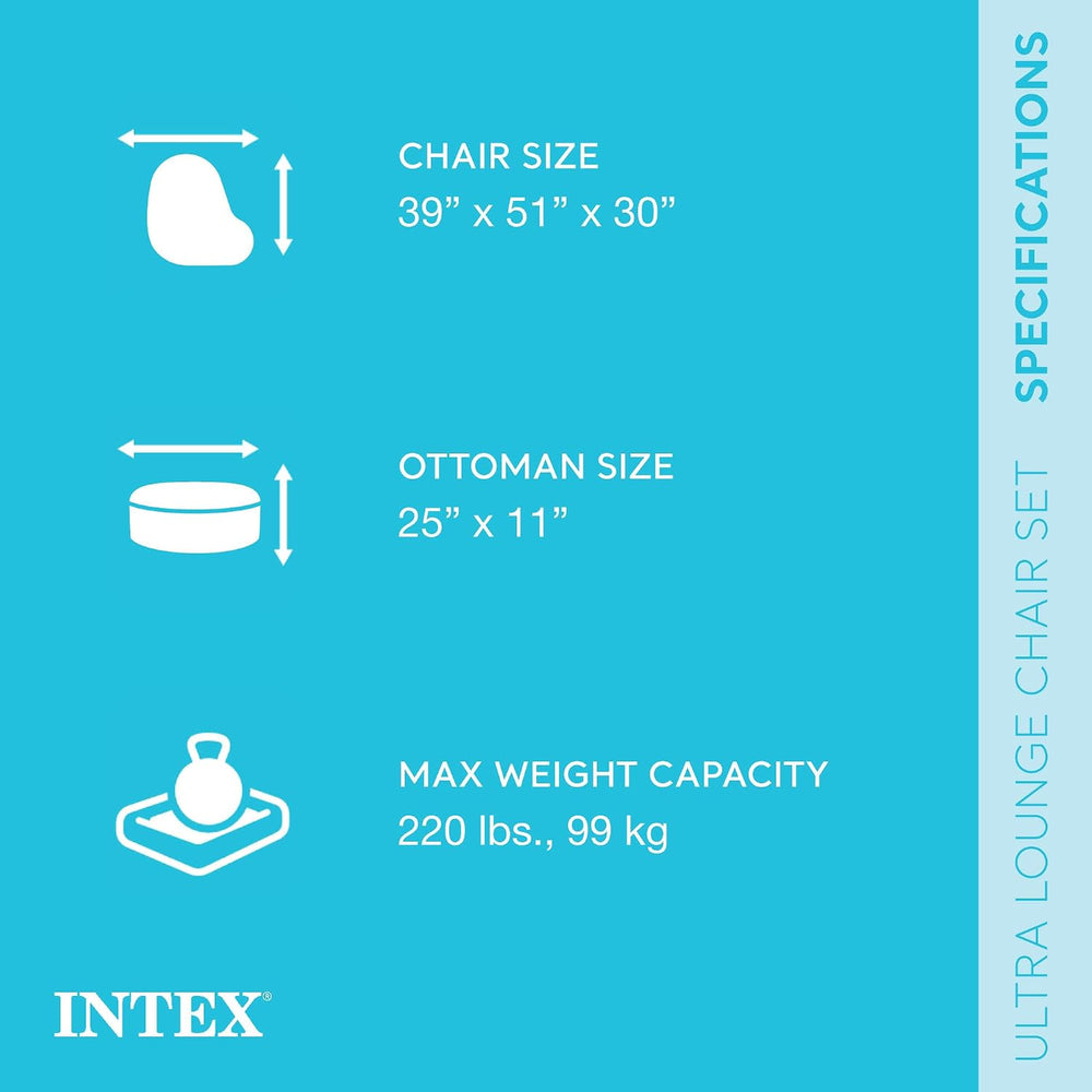 INTEX Ultra Lounge Inflatable Chair with Ottoman Foot Rest, 4-Pack