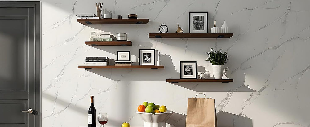 12 Pack - 10 inch Black Hidden L Shelf Bracket (1/5 Inch Thicked) Iron Floati...