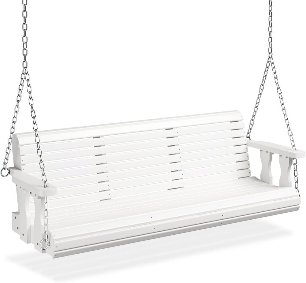 VINGLI 2026 Upgraded 5 FT Wooden Porch Swing, 880 LBS Heavy Duty, White