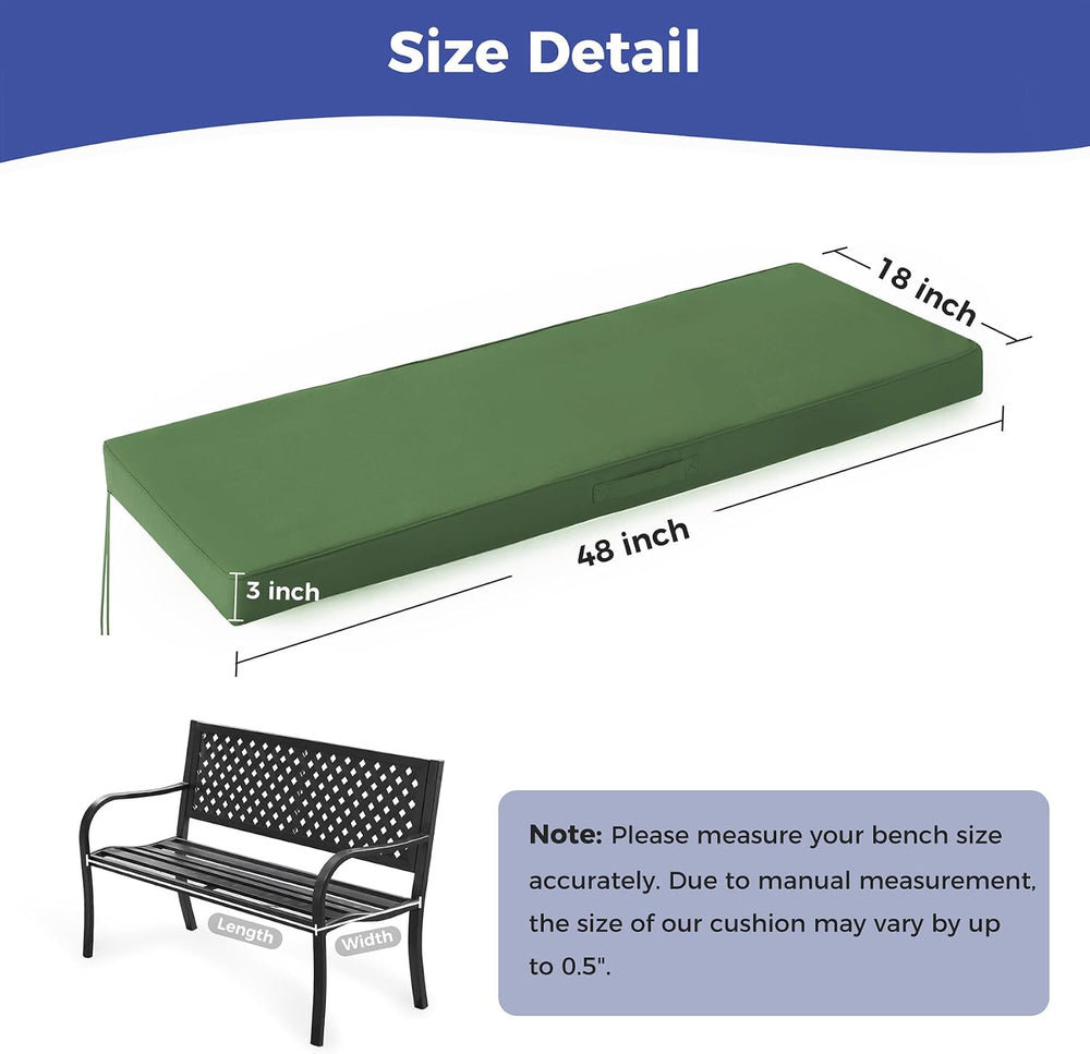IPYNBAP Outdoor Bench Cushion Waterproof, 48x18x3 Inch, Army Green