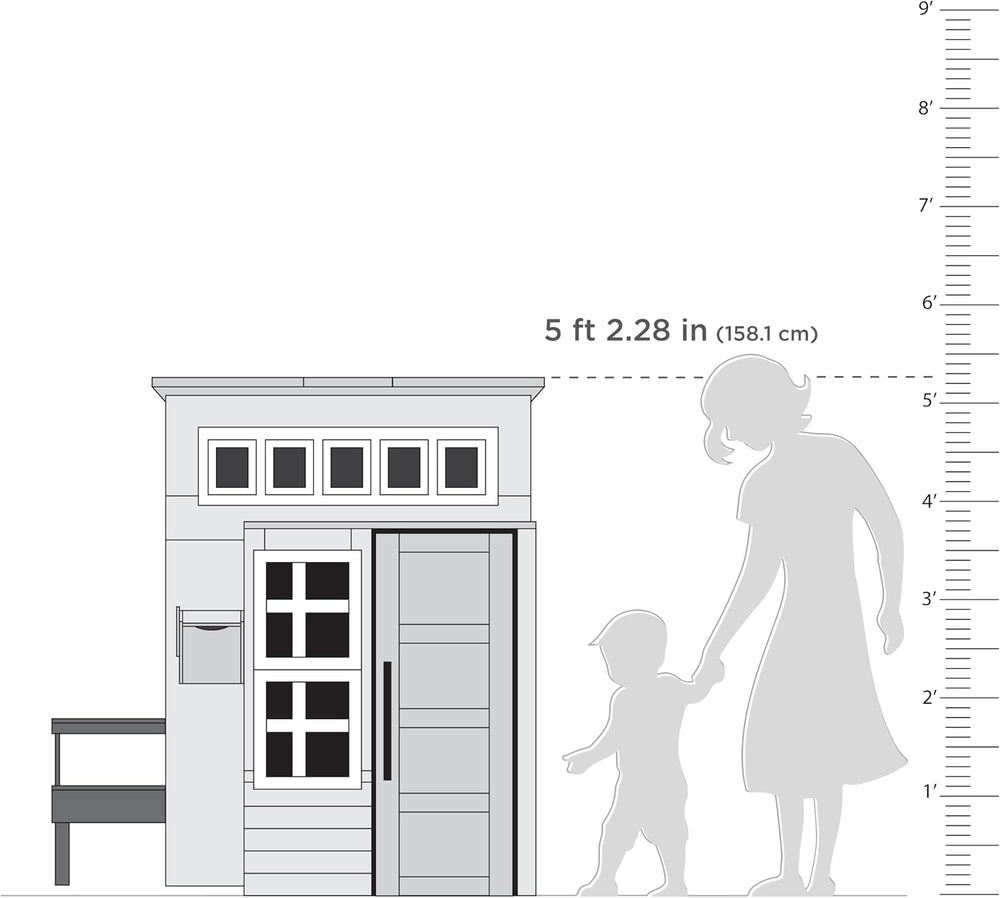 KidKraft Modern Outdoor Wooden Playhouse with Picnic Table, Mailbox and Outdo...
