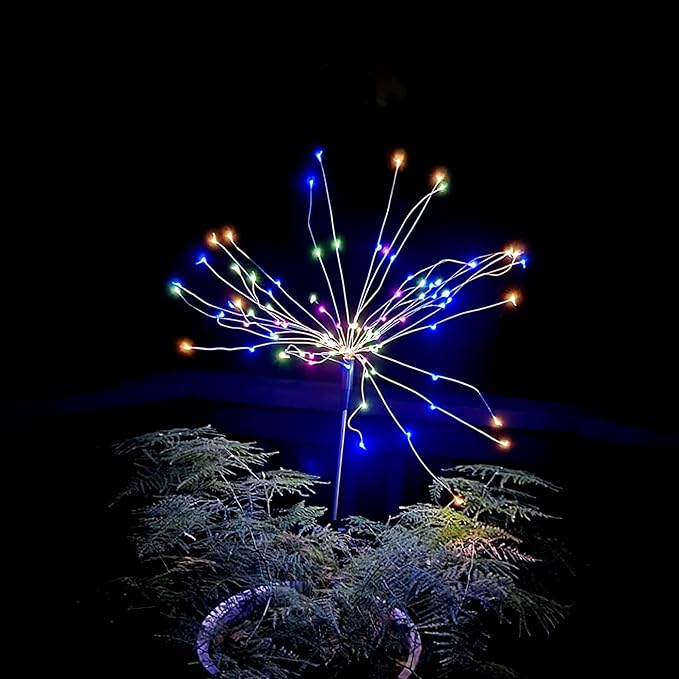 FOOING 4 Pcs Solar Garden Lights Solar Firework Lights Waterproof, 120 LED St...
