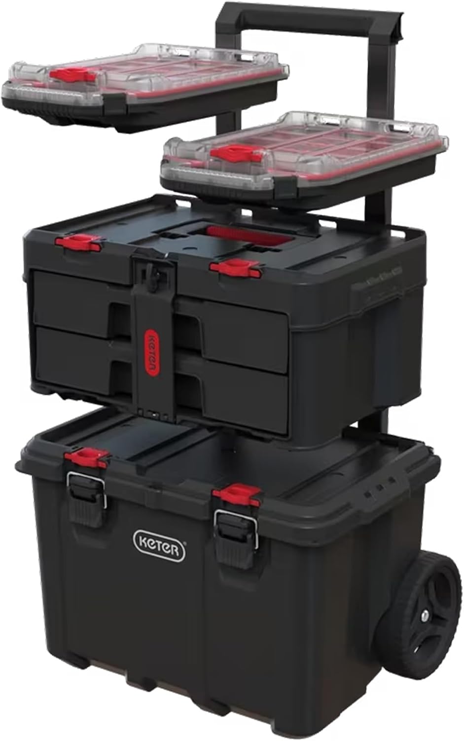 Keter Stack N Rolling Tool Box Modular Storage System 4 Piece
